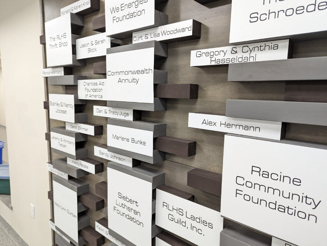 a beautiful and modern donor wall to display donor names