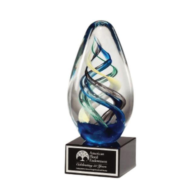 Egg - Shaped Art Glass Award for Recognition and Achievement - Laser Traditions Engraving & Gift