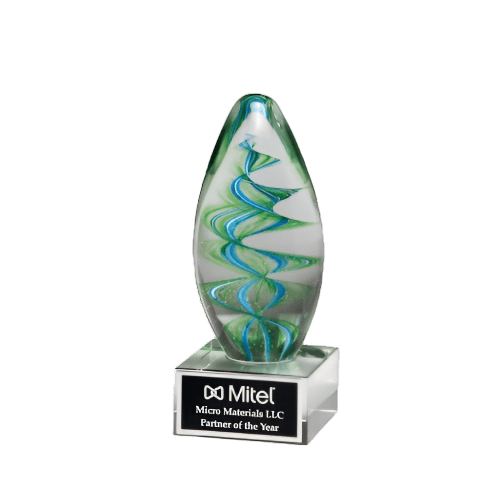 Blue and Green Art Glass Award for Recognition Events - Laser Traditions Engraving & Gift