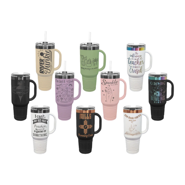 40oz polar camel tumbler with handle collage