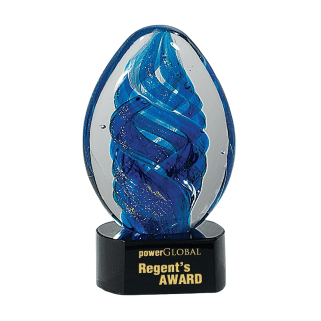 Personalized Hand - Blown Glass Award Sculpture - Laser Traditions Engraving & Gift