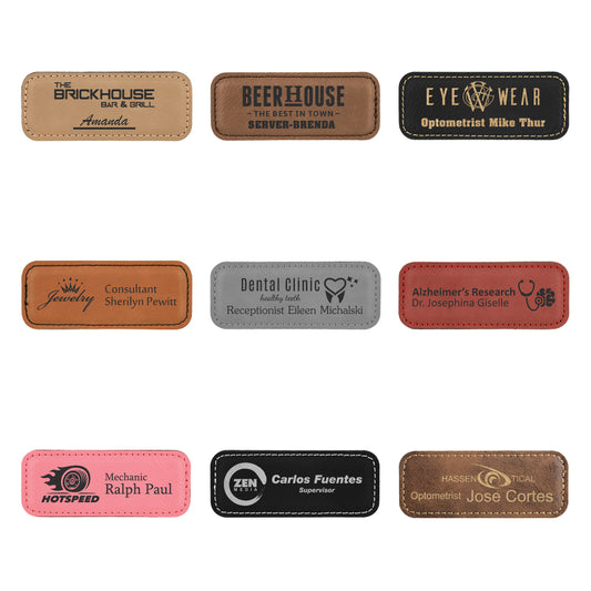 Customizable Leatherette Name Badge with Magnet