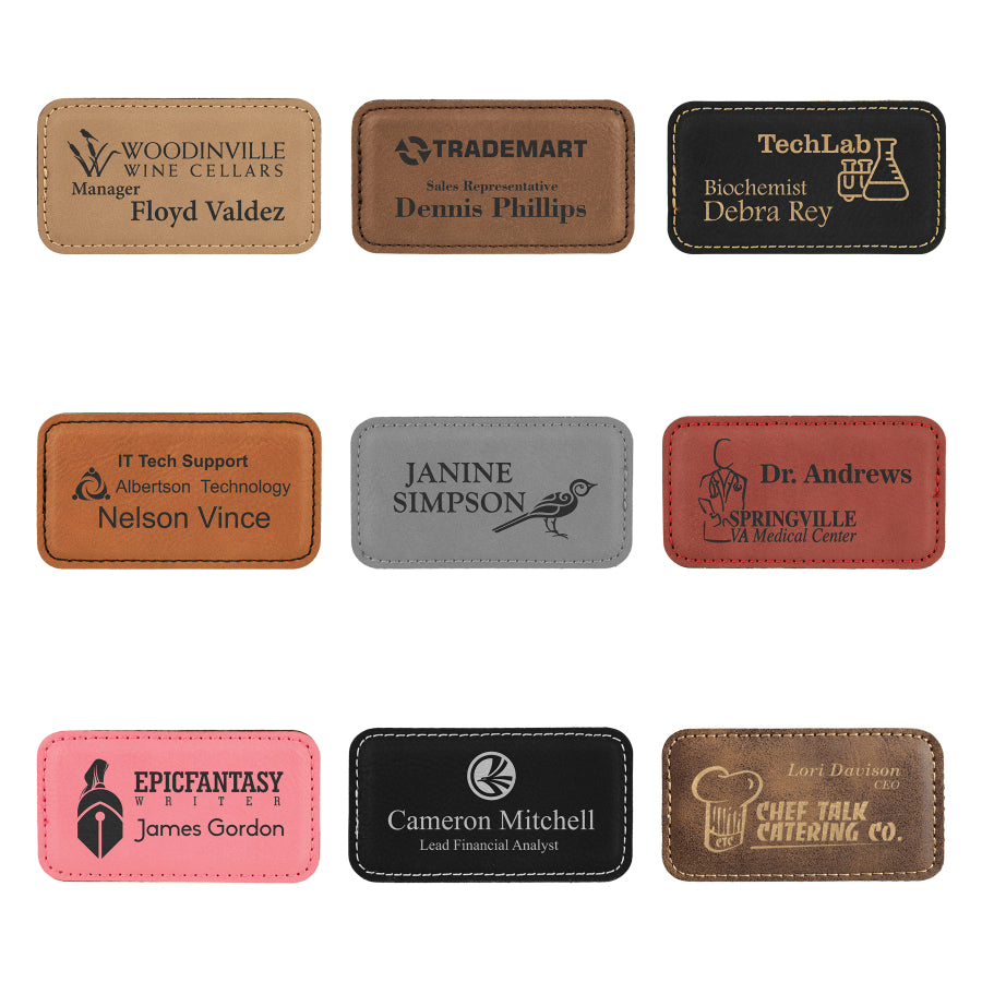 Customizable Leatherette Name Badge with Magnet