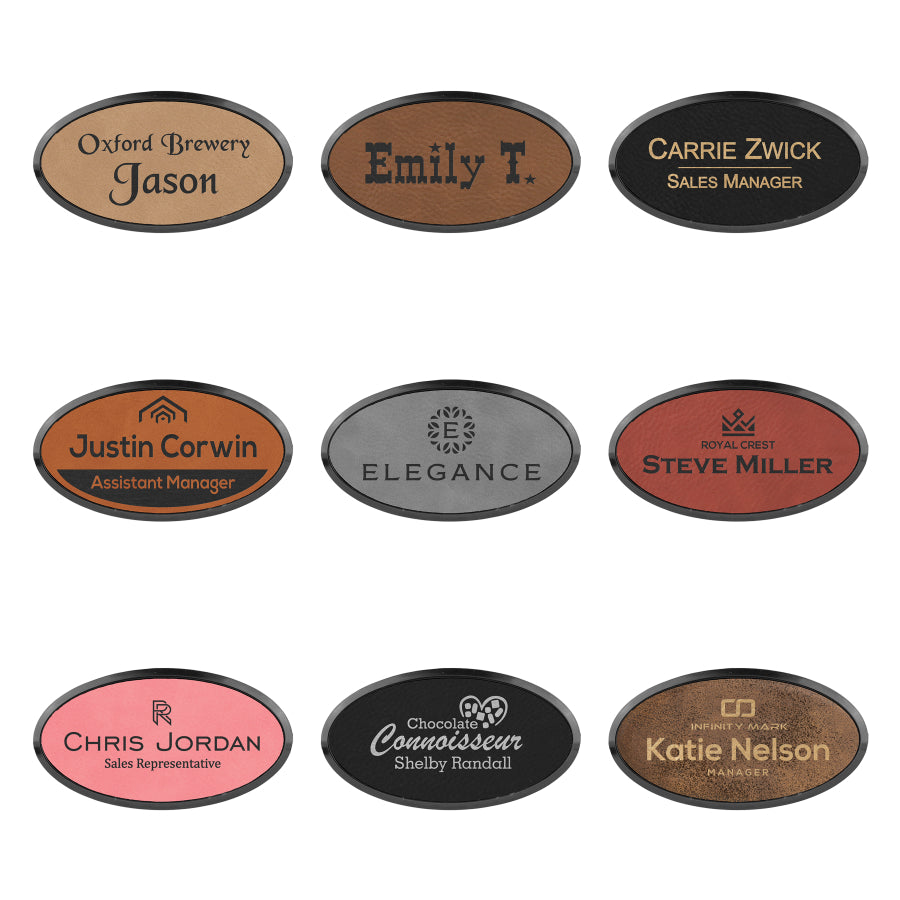 Framed Leatherette Name Badges with Magnet