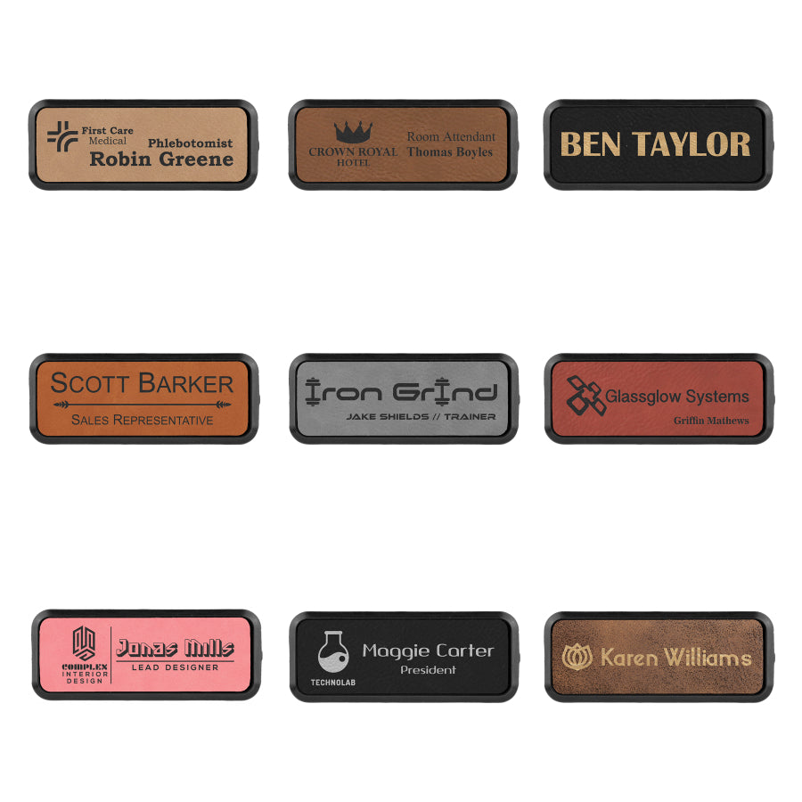 standard framed leatherette badge collage