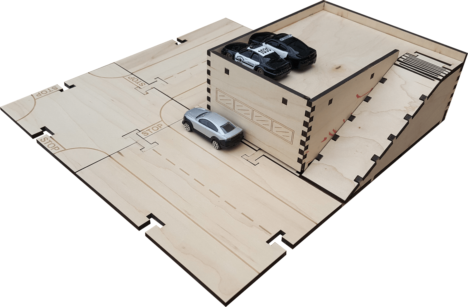 Fire and Police Station Building Kit DIY Matchbox Hotwheels Toy - Laser Traditions Engraving & Gift