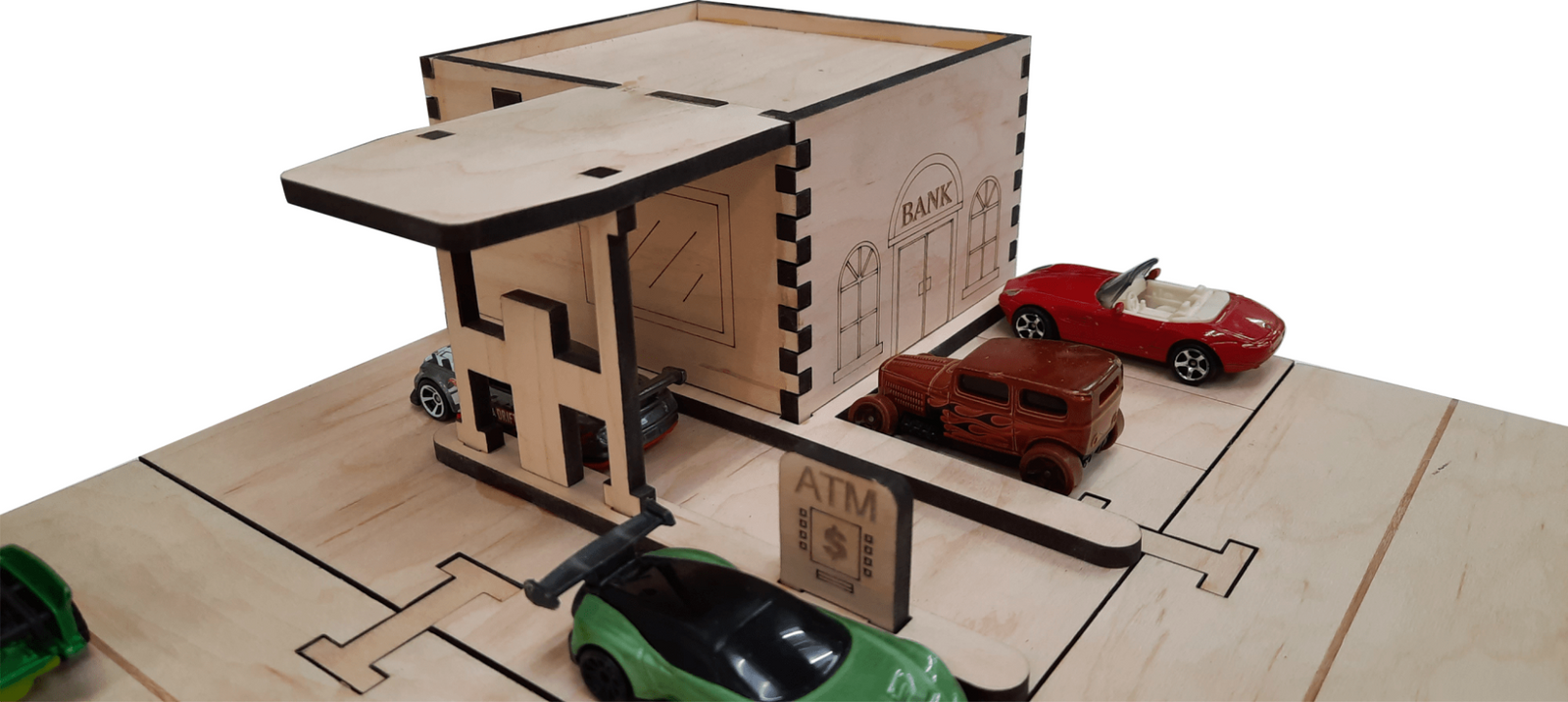 Bank Building Kit DIY Matchbox Hot wheels Toy - Laser Traditions Engraving & Gift