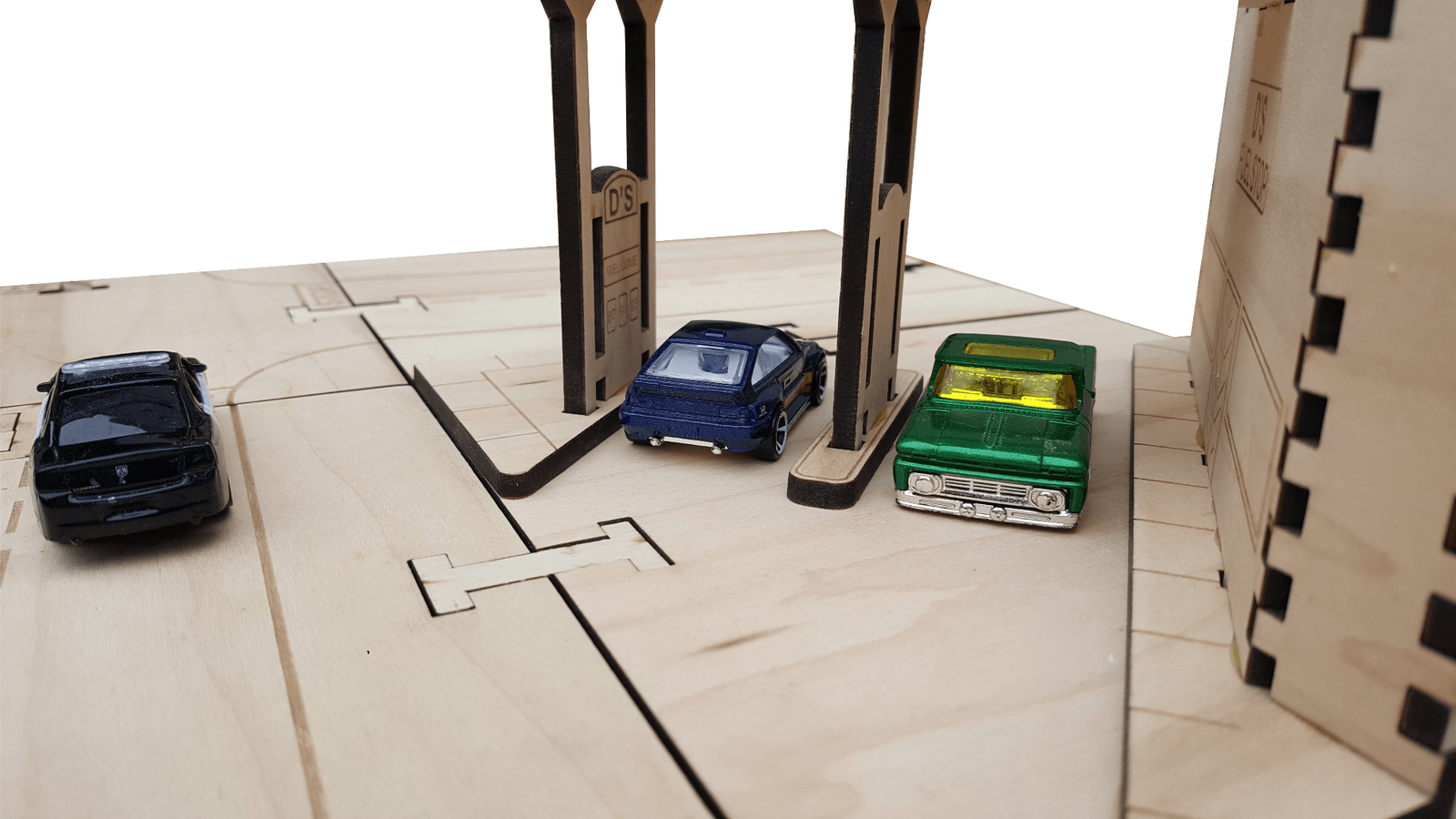 Gas Station Building Kit DIY Matchbox Hot Wheels Toy - Laser Traditions Engraving & Gift