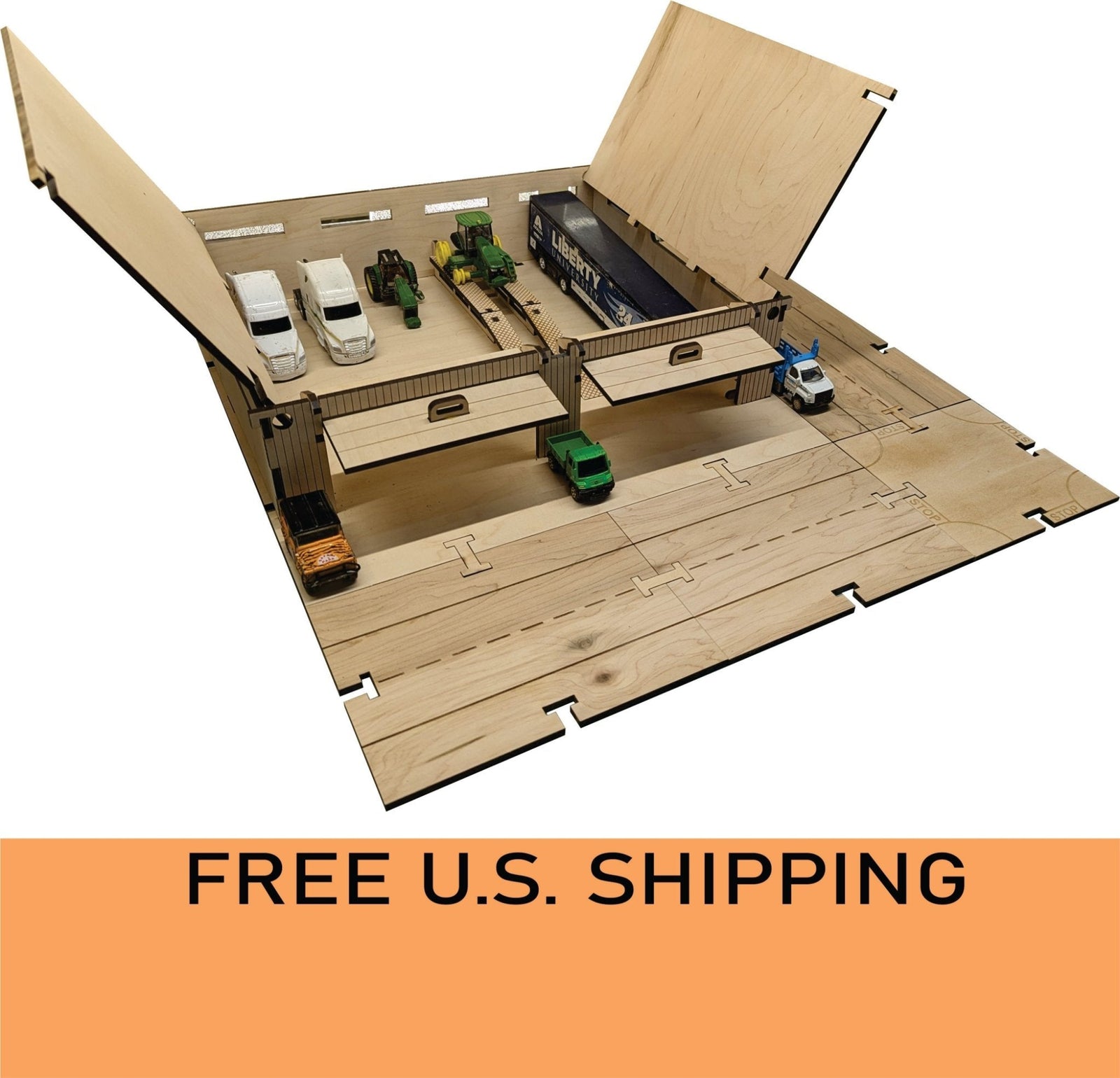 Large Farm Tractor Workshop Building Kit DIY Matchbox Hot wheels Toy - Laser Traditions Engraving & Gift