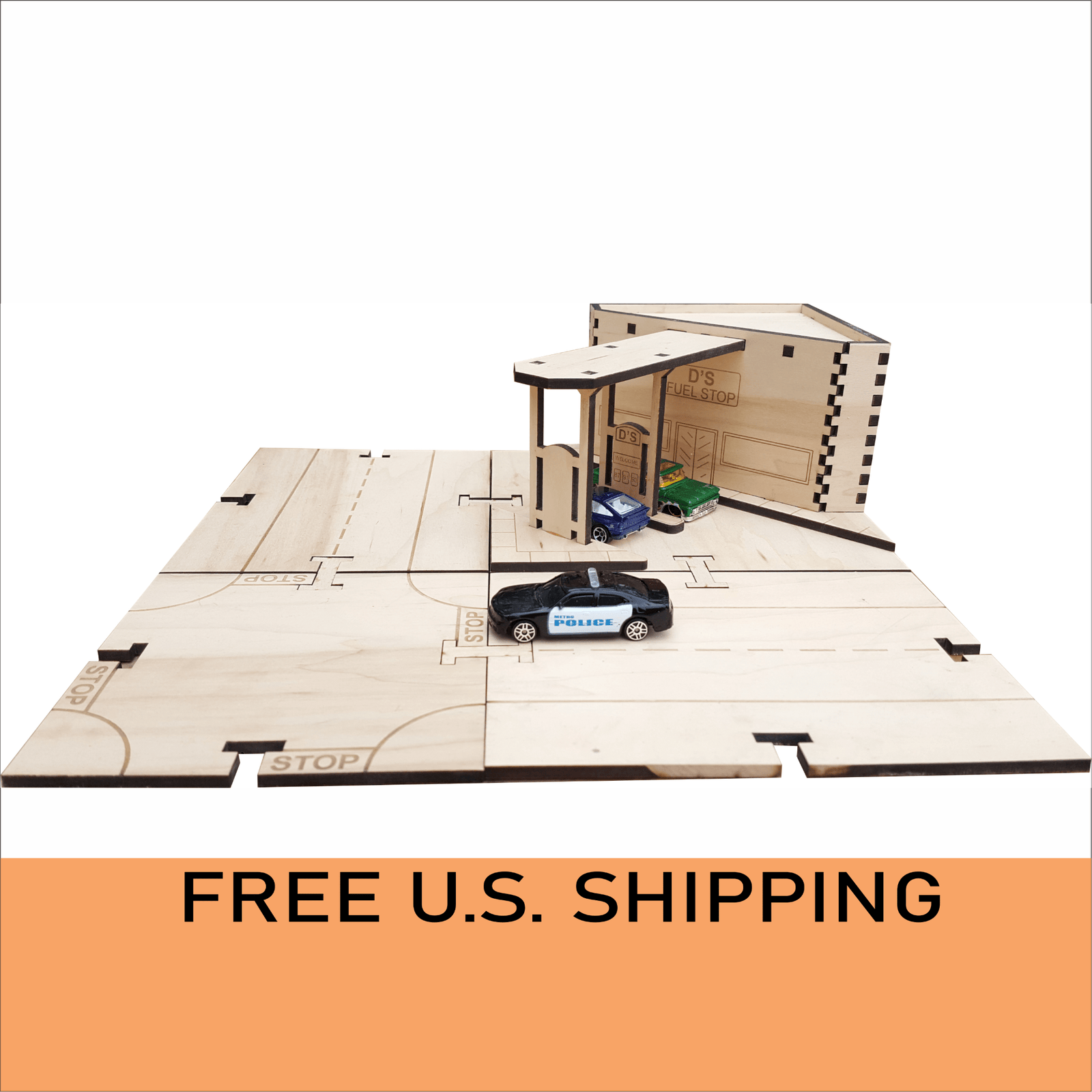 Gas Station Building Kit DIY Matchbox Hot Wheels Toy - Laser Traditions Engraving & Gift