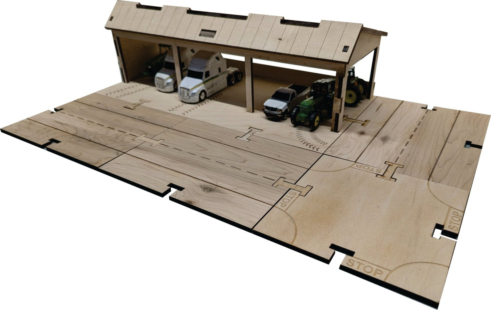 Farm Machine Shed Building Kit DIY Matchbox Hotwheels Toy Garage - My Car City Building Sets - Laser Traditions Engraving & Gift