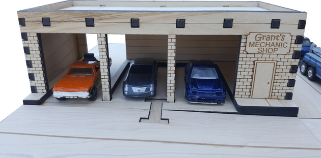 Mechanic Garage Building Kit DIY Matchbox Hotwheels Toy Garage - My Car City Building Sets - Laser Traditions Engraving & Gift
