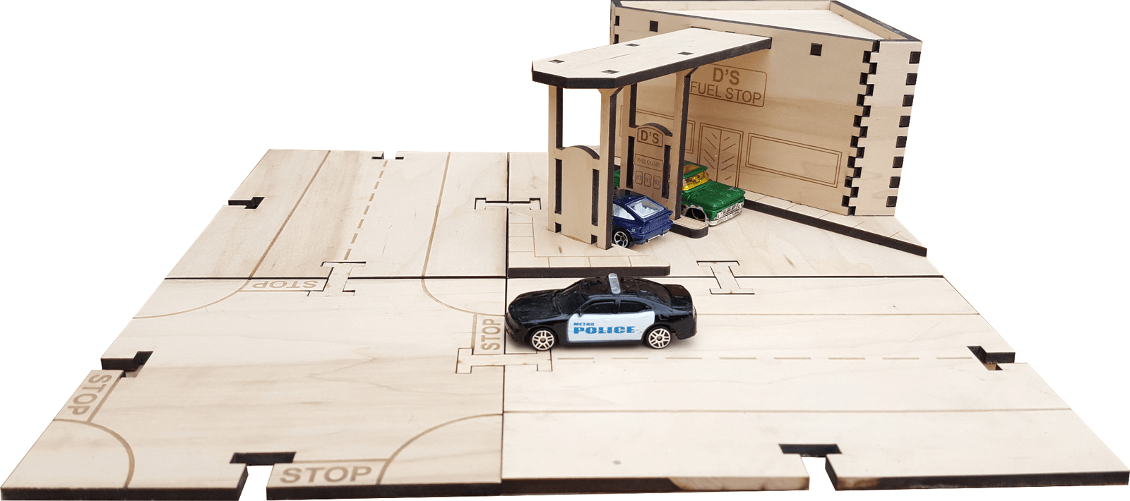 Gas Station Building Kit DIY Matchbox Hot Wheels Toy - Laser Traditions Engraving & Gift