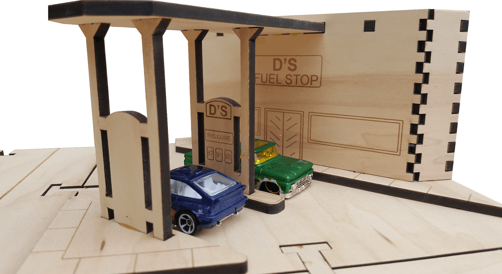 Gas Station Building Kit DIY Matchbox Hot Wheels Toy - Laser Traditions Engraving & Gift