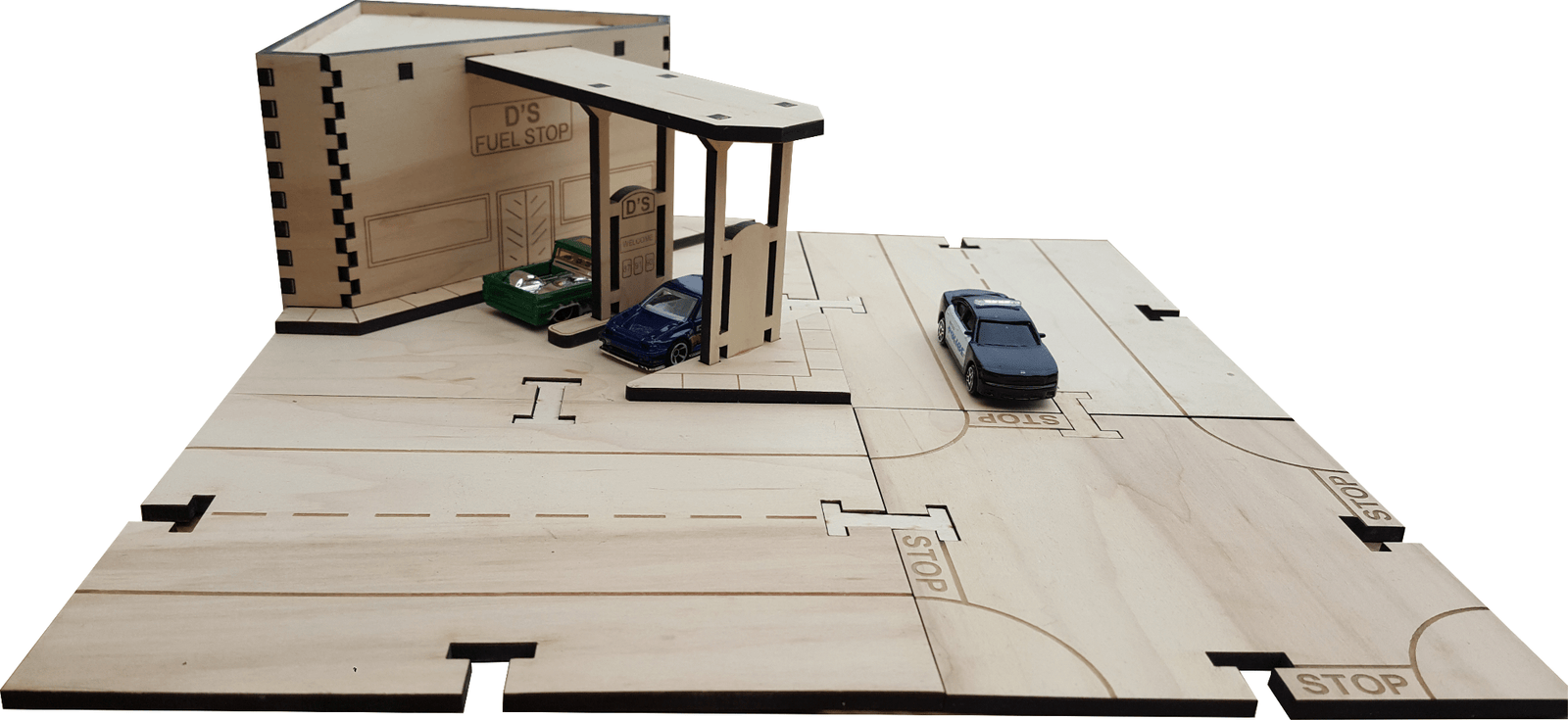 Gas Station Building Kit DIY Matchbox Hot Wheels Toy - Laser Traditions Engraving & Gift