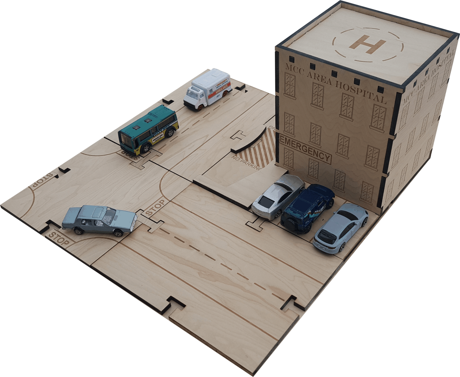 Hospital Building Kit DIY Matchbox Hotwheels Toy - Laser Traditions Engraving & Gift