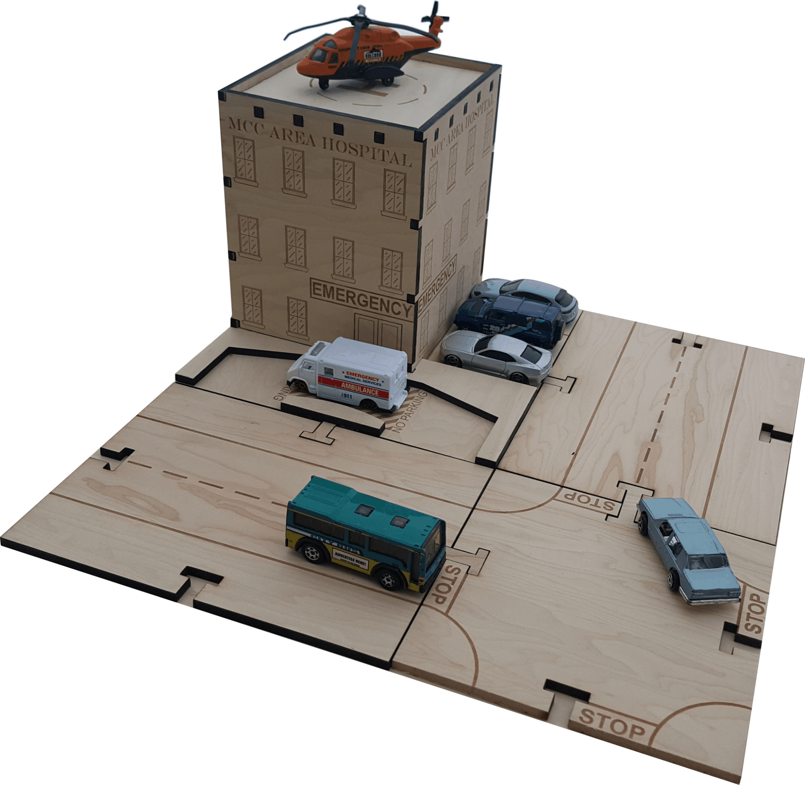 Hospital Building Kit DIY Matchbox Hotwheels Toy - Laser Traditions Engraving & Gift