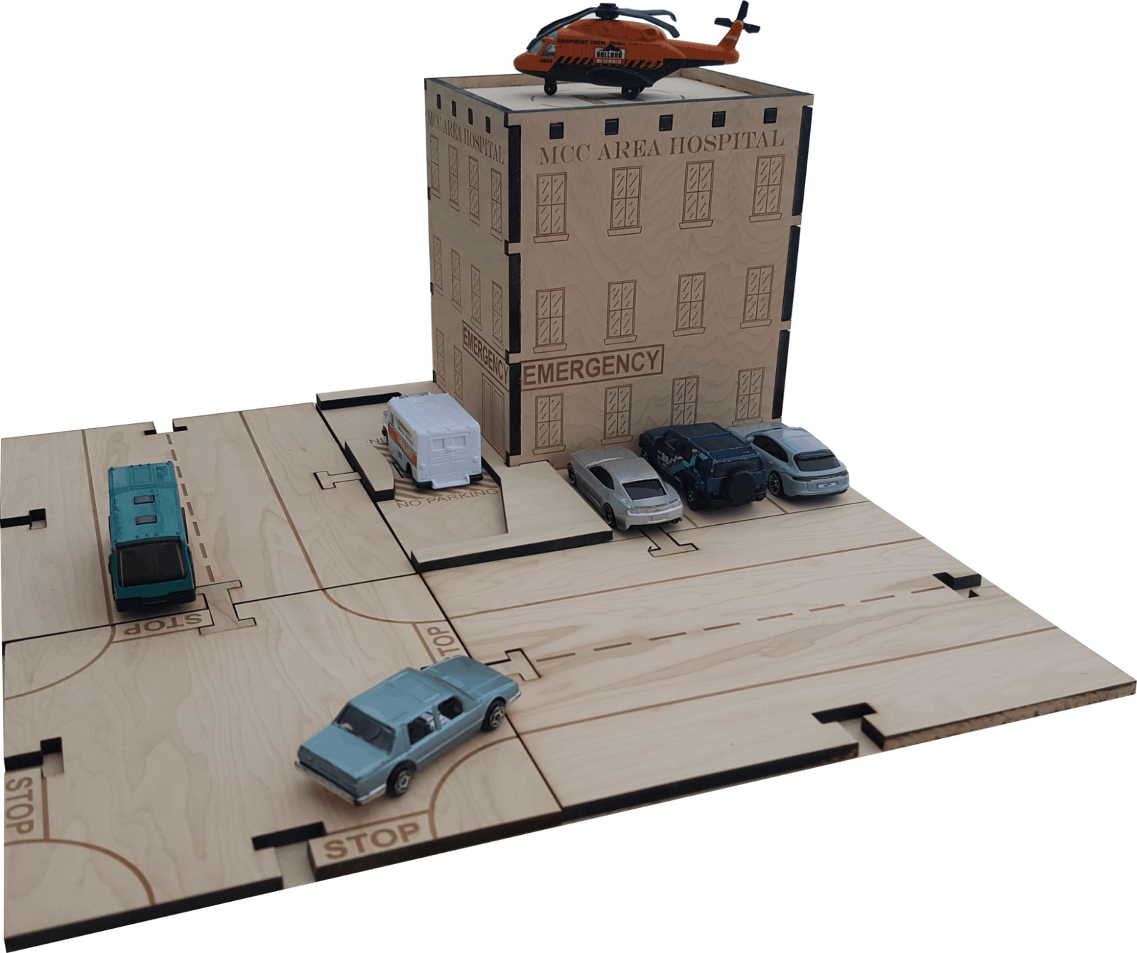 Hospital Building Kit DIY Matchbox Hotwheels Toy - Laser Traditions Engraving & Gift