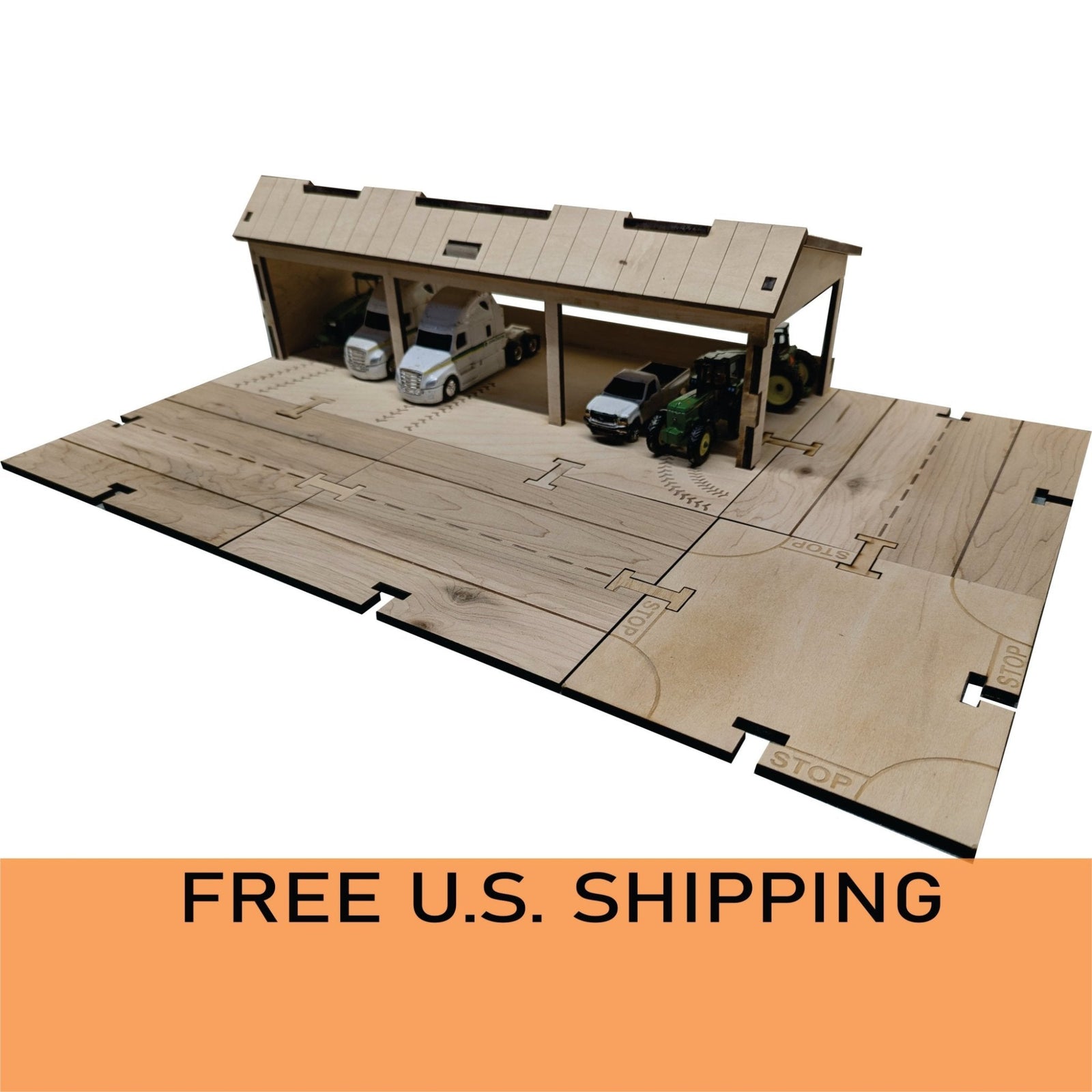 Farm Machine Shed Building Kit DIY Matchbox Hotwheels Toy Garage - My Car City Building Sets - Laser Traditions Engraving & Gift