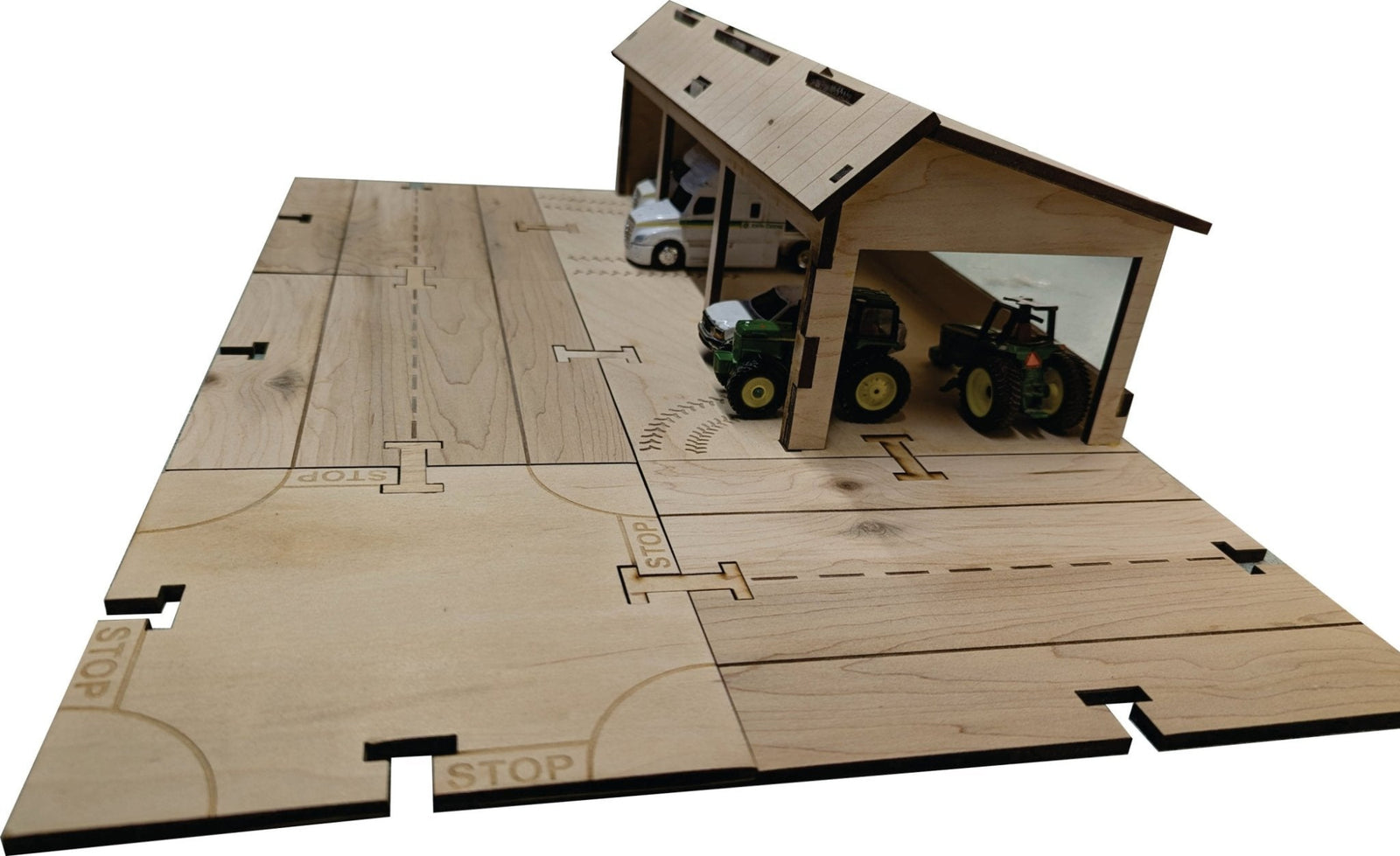 Farm Machine Shed Building Kit DIY Matchbox Hotwheels Toy Garage - My Car City Building Sets - Laser Traditions Engraving & Gift