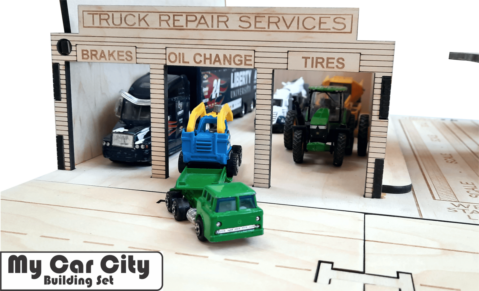Semi Mechanic Garage Truck Stop Building Kit DIY Matchbox Hot wheels Toy - Laser Traditions Engraving & Gift