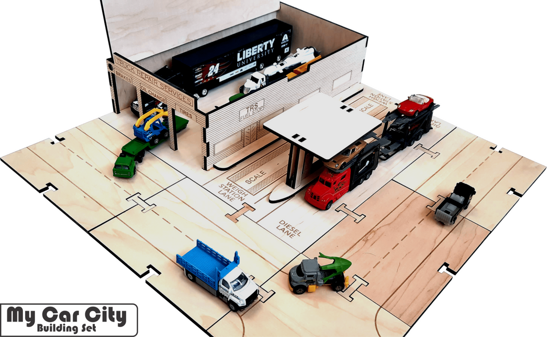 Semi Mechanic Garage Truck Stop Building Kit DIY Matchbox Hot wheels Toy - Laser Traditions Engraving & Gift
