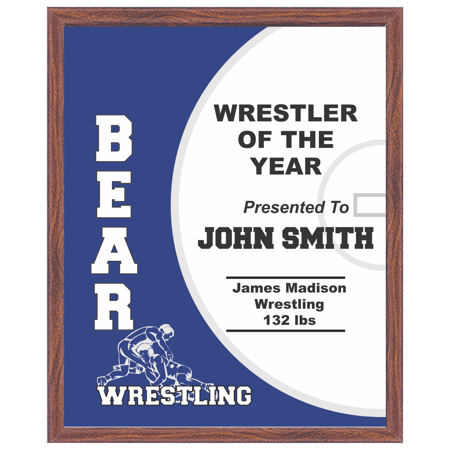 Custom Wrestling Award Plaque - Laser Traditions Engraving & Gift
