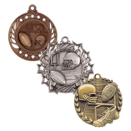 Football Medals with Custom Engraving for Teams and Players - Laser Traditions Engraving & Gift