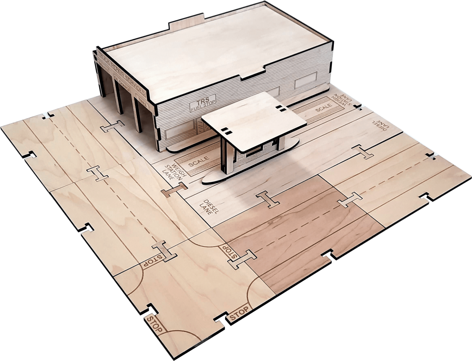 Semi Mechanic Garage Truck Stop Building Kit DIY Matchbox Hot wheels Toy - Laser Traditions Engraving & Gift