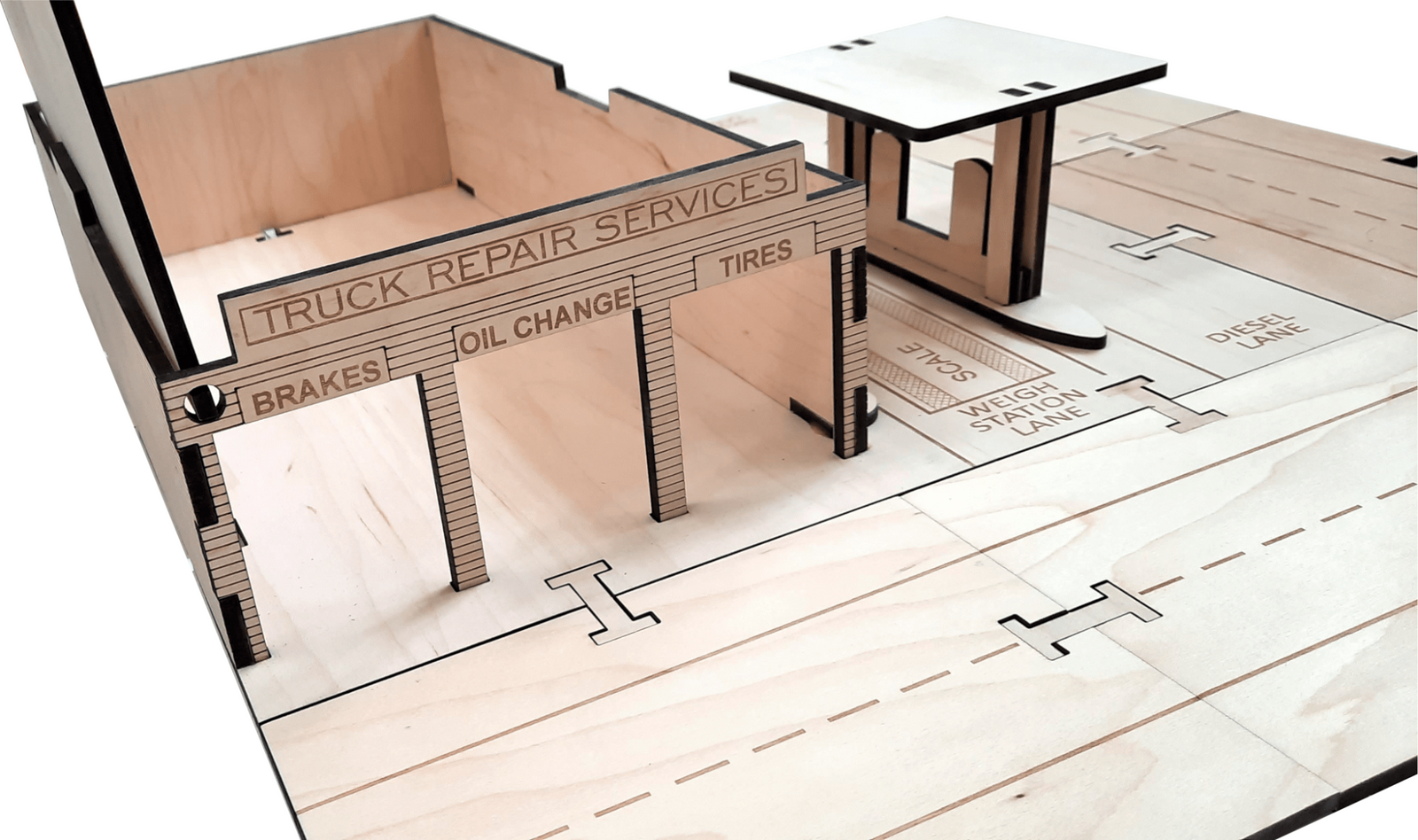 Semi Mechanic Garage Truck Stop Building Kit DIY Matchbox Hot wheels Toy - Laser Traditions Engraving & Gift